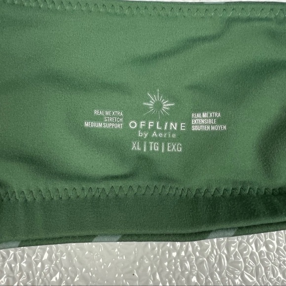 Offline By Aerie Green Real Me Stretch Xtra Square Neck Sports Bra Size XL NWT - Picture 7 of 8
